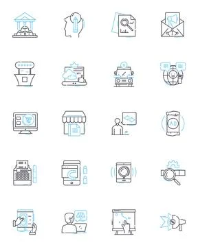 Consumer behavior linear icons set. Influence, Perception, Preference, Attitude Stock Illustration