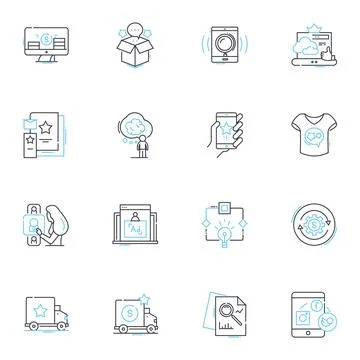 Consumer behavior linear icons set. Influence, Perception, Preference, Attitude Stock Illustration