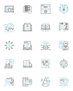 Consumer behavior linear icons set. Decision-making, Psychology, Perception Stock Illustration