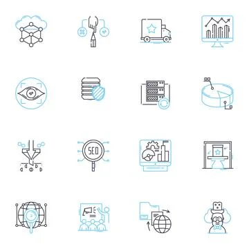 Consumer behavior linear icons set. Decision-making, Psychology, Perception Stock Illustration