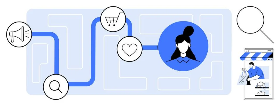 Consumer behavior, marketing strategy, e-commerce, personalization, engagemen Illustrazione stock