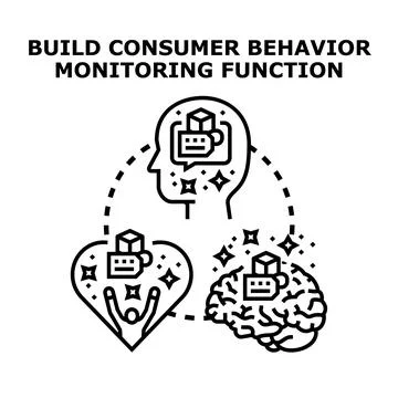 Consumer behavior monitoring function building customer understanding Stock Illustration
