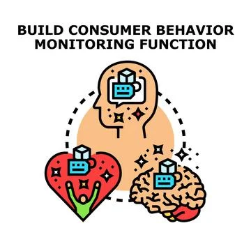 Consumer behavior monitoring function building customer understanding Stock Illustration