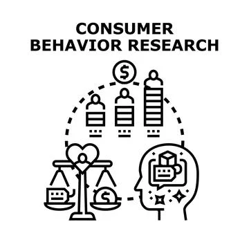 Consumer behavior research analyzing customer preferences and market trends Illustrazione stock