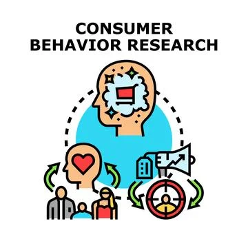 Consumer behavior research process understanding client needs Stock Illustration