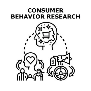 Consumer behavior research process understanding client needs Stock Illustration
