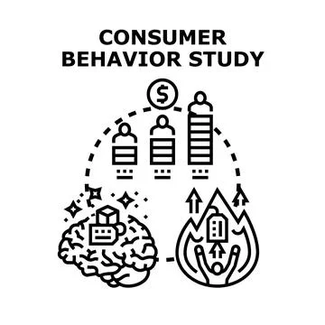 Consumer behavior study analyzing market spending and psychology Stock Illustration