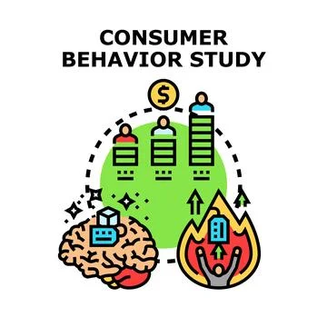 Consumer behavior study analyzing market spending and psychology Stock Illustration