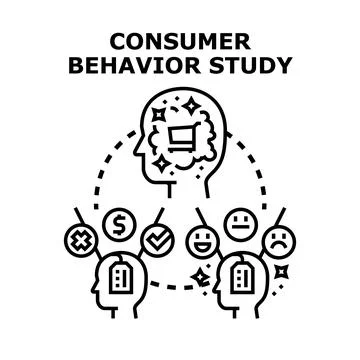 Consumer behavior study influencing buying decisions process Stock Illustration