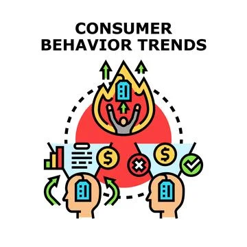 Consumer behavior trends and purchasing decision making Stock Illustration