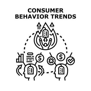Consumer behavior trends and purchasing decision making Stock Illustration