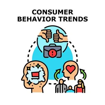 Consumer behavior trends influencing purchase decisions Illustrazione stock