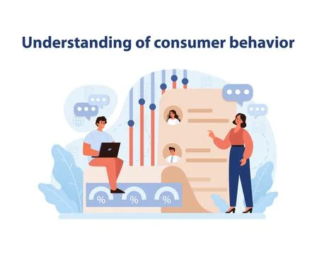 Consumer Behavior Understanding. A vibrant illustration capturing the essence of Illustrazione stock