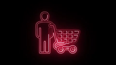 Consumer Behaviour Icon Isolated on Black Background, Customer Insight Neon.. Stock Footage 327025364