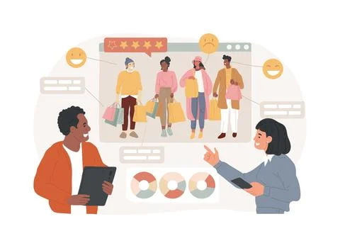 Consumer behaviour isolated concept vector illustration. Ilustración de archivo