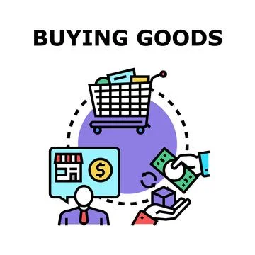 Consumer buying goods and making purchasing transactions Stock Illustration