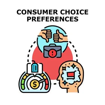 Consumer choice preferences deciding purchase value Stock Illustration