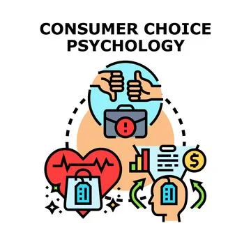 Consumer choice psychology analyzing customer purchasing decisions Stock Illustration