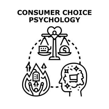Consumer choice psychology deciding needs and desires Stock Illustration