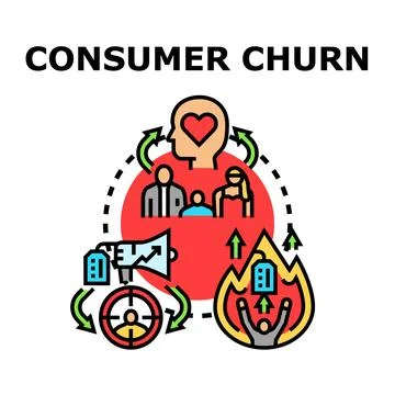 Consumer churn management reducing customer attrition Stock Illustration
