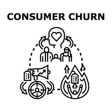 Consumer churn management reducing customer attrition Illustrazione stock