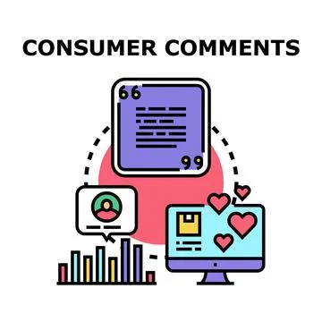 Consumer comment feedback and customer reviews concept Stock Illustration