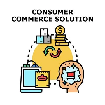 Consumer commerce solution concept icon experiencing transaction Stock Illustration