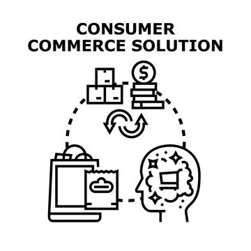 Consumer commerce solution concept icon experiencing transaction 스톡 일러스트
