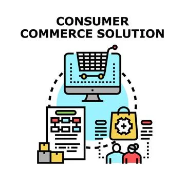 Consumer commerce solution optimizing online shopping experience 库存插图