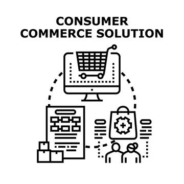 Consumer commerce solution optimizing online shopping experience Stock Illustration