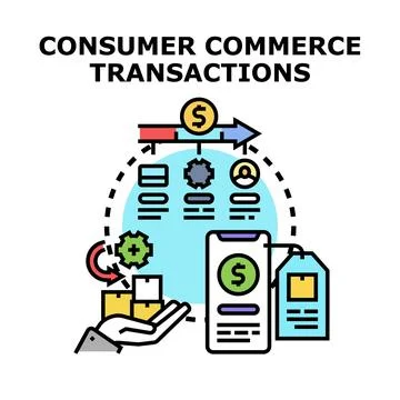 Consumer commerce transactions process with digital elements 스톡 일러스트