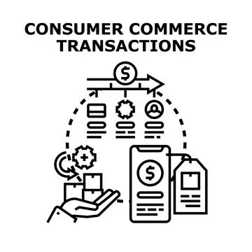 Consumer commerce transactions process with digital elements Stock Illustration
