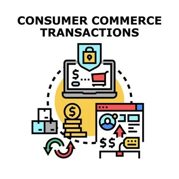 Consumer commerce transactions securing online retail process Stock Illustration