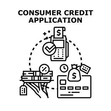Consumer credit application concept with financial services Stock Illustration