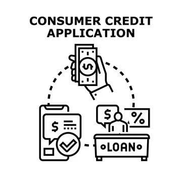 Consumer credit application process for financial loan money Stock Illustration