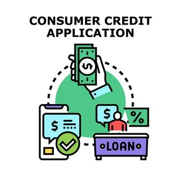 Consumer credit application process for financial loan money Stock Illustration