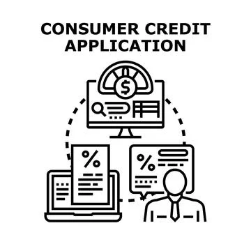 Consumer credit application process online and banking Stock Illustration