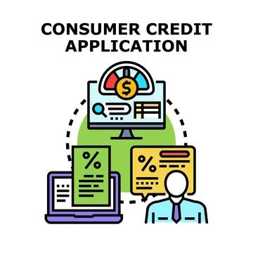 Consumer credit application process online and banking Stock Illustration