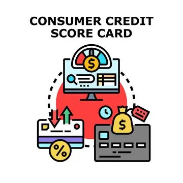 Consumer credit score card evaluating financial health Stockillustratie