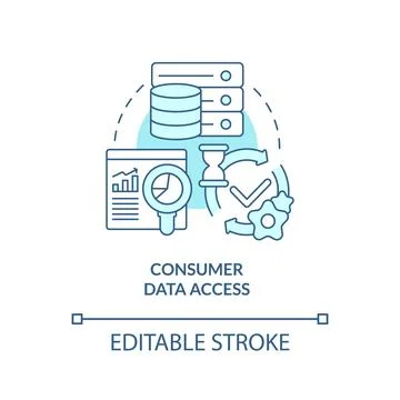 Consumer data access turquoise concept icon Stock Illustration