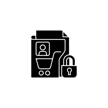 Consumer data privacy black glyph icon Stock Illustration