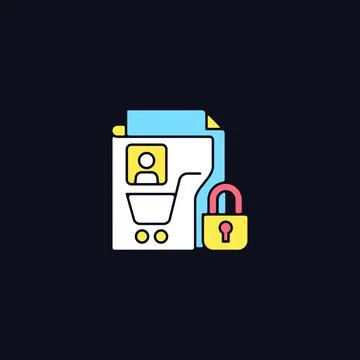 Consumer data privacy RGB color icon for dark theme Stock Illustration