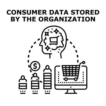 Consumer data storage and organization for marketing analysis Stock Illustration