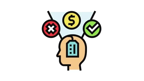 Consumer decision making consumer behavior color icon animation Stock Footage 326111054