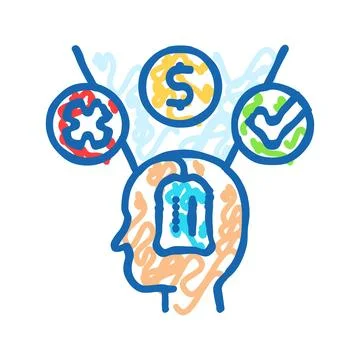 Consumer decision making consumer behavior icon doodle illustration Stock Illustration