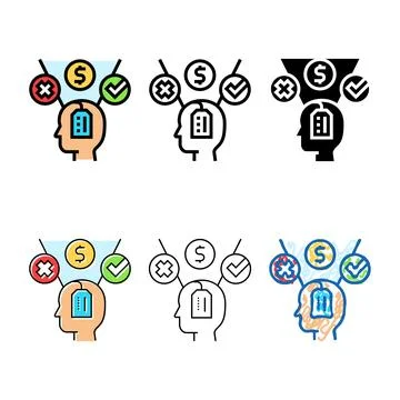 Consumer decision making consumer multistyle behavior color icon vector Illustrazione stock