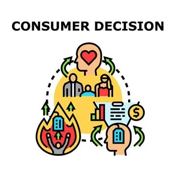 Consumer decision making process colored icon concept Stock Illustration