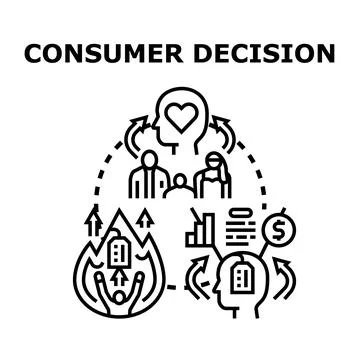 Consumer decision making process colored icon concept Stock Illustration