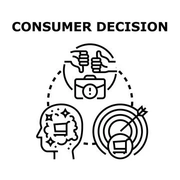 Consumer decision making process involving purchase choice 스톡 일러스트