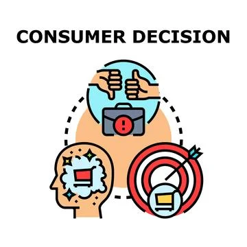 Consumer decision making process involving purchase choice 库存插图